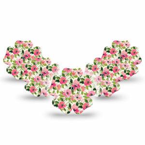 ExpressionMed Painter’s Cosmos Freestyle Libre 3 and Libre 3 Plus Flower, 5-Pack Tape and 5-Pack Sticker Garden of pink Waterproof Plaster for Continuous Glucose Monitor