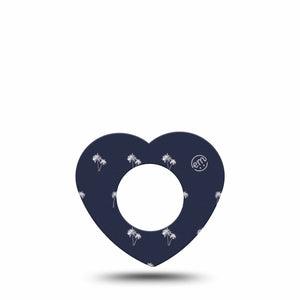 ExpressionMed Palm Trees Freestyle Libre 2 and Libre 2 Plus Heart Shape Tape, Abbott Lingo, Single Tape Palm Sunset, Fixing Ring Tape CGM Design