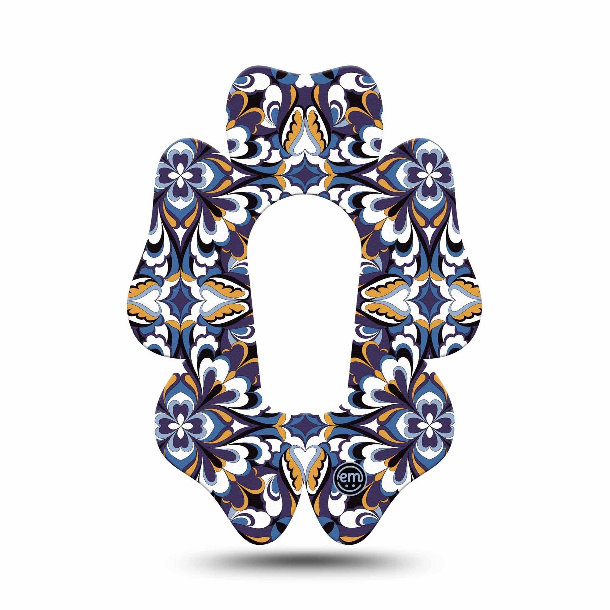 ExpressionMed Moroccan Tile Dexcom G6 Flower Shape Tape Single Tape Tile Pattern, Adhesive Patch Continuous Glucose Monitor Design