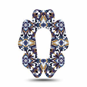 ExpressionMed Moroccan Tile Dexcom G6 Flower Shape Tape Single Tape Tile Pattern, Adhesive Patch Continuous Glucose Monitor Design