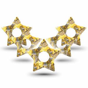 ExpressionMed Fall Camo Freestyle Libre 3 Star Shape Tape 5-Pack Yellow Leaf Camo Gear Patch CGM Design