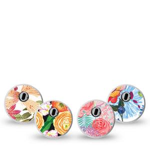 ExpressionMed Bloom Pop Freestyle Libre 3 and Libre 3 Plus Sticker, 4-Pack Sticker Fun flowers Vinyl Decoration for CGM