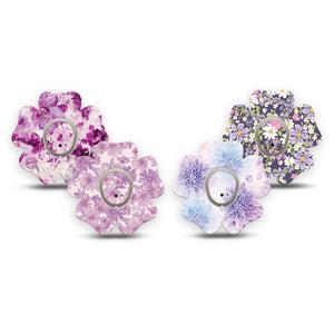 ExpressionMed Violet Garden Dexcom G7 and Dexcom Stelo Glucose Biosensor System Flower, tape and sticker  Vibrant purple petals Fixing Ring Patch for CGM