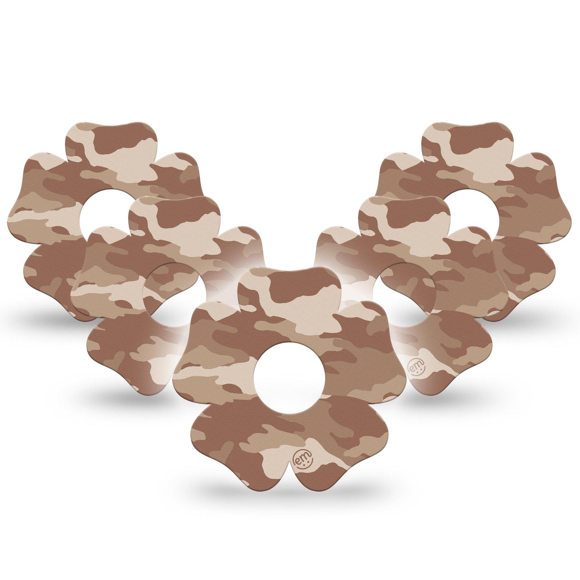 ExpressionMed Desert Camo Freestyle Libre 3 Flower Shape Tape 5-Pack Dune Texture Plaster CGM Design