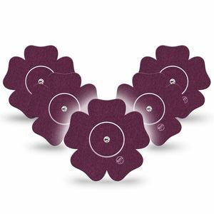 ExpressionMed Wine Red Freestyle Libre 2 and Libre 2 Plus Flower Shape Tape, Abbott Lingo, 5-Pack Tape and 5-Pack Sticker Color Sample Inspired, Plaster CGM Design