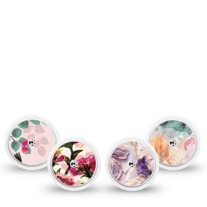 ExpressionMed Warm Florals Freestyle Libre, Libre 2 Plus, and Abbott Lingo Sticker, 4-Pack Sticker Pearly lilacs and pinks Overlay Patch for Continuous Glucose Monitor