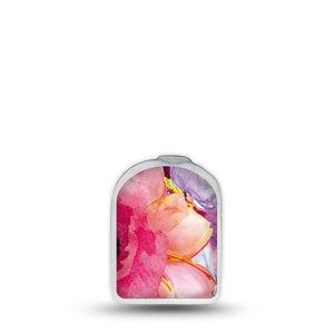 ExpressionMed Watercolor Red Flowers Omnipod Surface Center Sticker Single Sticker Striking Watercolor Flowers Vinyl Decoration Pump Design