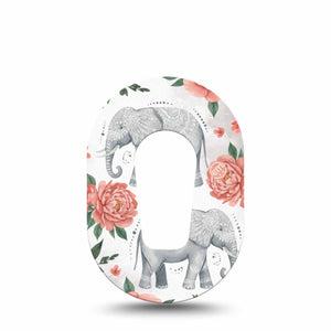 ExpressionMed Sweet Elephants Dexcom G6 Mini, Single Tape soft animal graphic Adhesive Tape for CGM