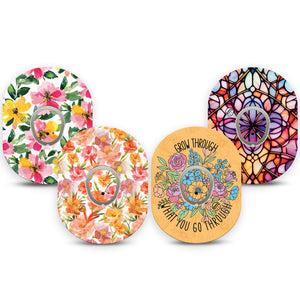 ExpressionMed Bold Bloom Dexcom G7 and Dexcom Stelo Glucose Biosensor System, tape and sticker  Inspiring petals Decorative Decal for CGM