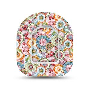 ExpressionMed Petal Print Omnipod Surface Center Sticker and Mini Tape Print Design Inspired Vinyl Sticker and Tape Design Pump Design