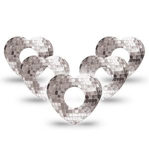 ExpressionMed Mirror Ball Infusion Heart, 10-Pack Sparkling disco inspired Adhesive Tape For Pump