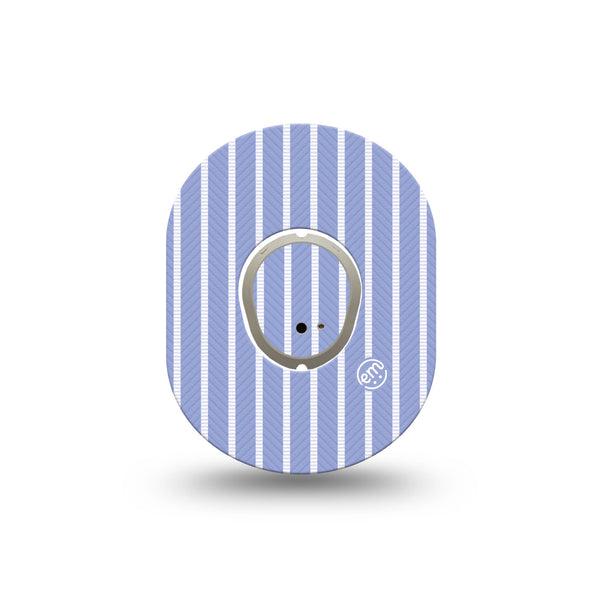 ExpressionMed Blue Stripes Dexcom G7 and Dexcom Stelo Glucose Biosensor System Mini, Single Tape and Single Sticker Peaceful blue white stripes Waterproof Sensor Cover for CGM