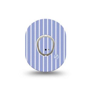 ExpressionMed Blue Stripes Dexcom G7 and Dexcom Stelo Glucose Biosensor System Mini, Single Tape and Single Sticker Peaceful blue white stripes Waterproof Sensor Cover for CGM