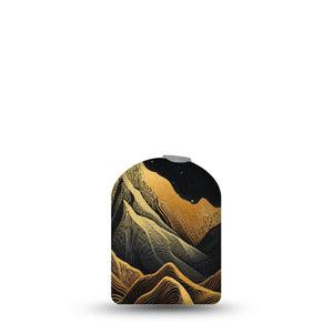 ExpressionMed Black Mountain Omnipod Full Wrap Center Sticker, Single Sticker Only Black Gold Moon Summit, Vinyl Decoration Pump Design