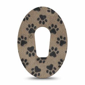 ExpressionMed Fuzzy Pawprints Dexcom G6, Single Tape Woolly paws Fixing Ring Tape for Continuous Glucose Monitor