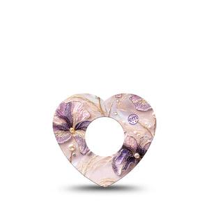 ExpressionMed Pink Pearls Infusion Heart, 5-Pack Pink glistening florals Overlay Patch For Insulin Pump