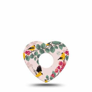 ExpressionMed Yellow Finch Freestyle Libre 3 and Libre 3 Plus Heart Shape Tape Single Tape Bright Bird, Patch CGM Design