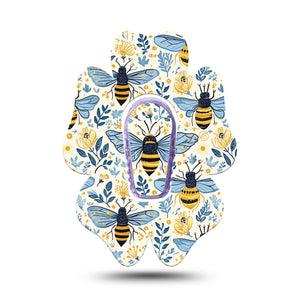 ExpressionMed Busy Bees Dexcom G6 Flower, Single Tape and Single Sticker Florals and bees Adhesive Tape for CGM