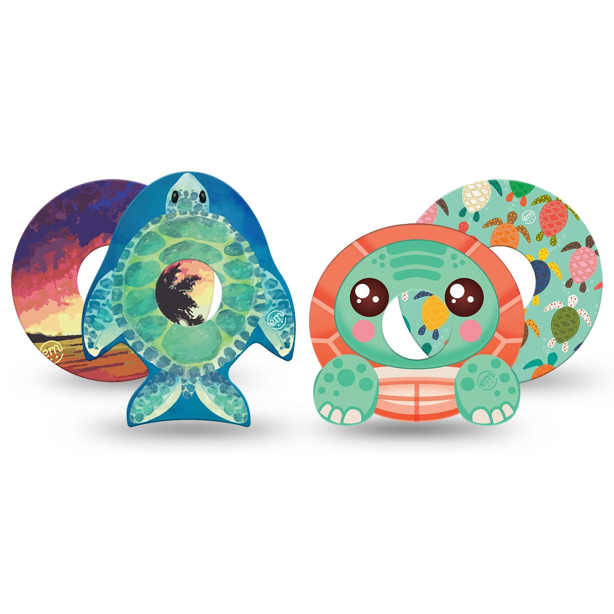 ExpressionMed Reef Riders Variety Pack Freestyle Libre 3 and Libre 3 Plus Tape 4-Pack Tape Beach Turtle Inspired, Adhesive Tape Continuous Glucose Monitor Design