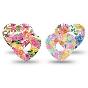 ExpressionMed Bloom Pop Freestyle Libre 3 and Libre 3 Plus Heart, 4-Pack Tape Spring blooms Adhesive Patch for Continuous Glucose Monitor