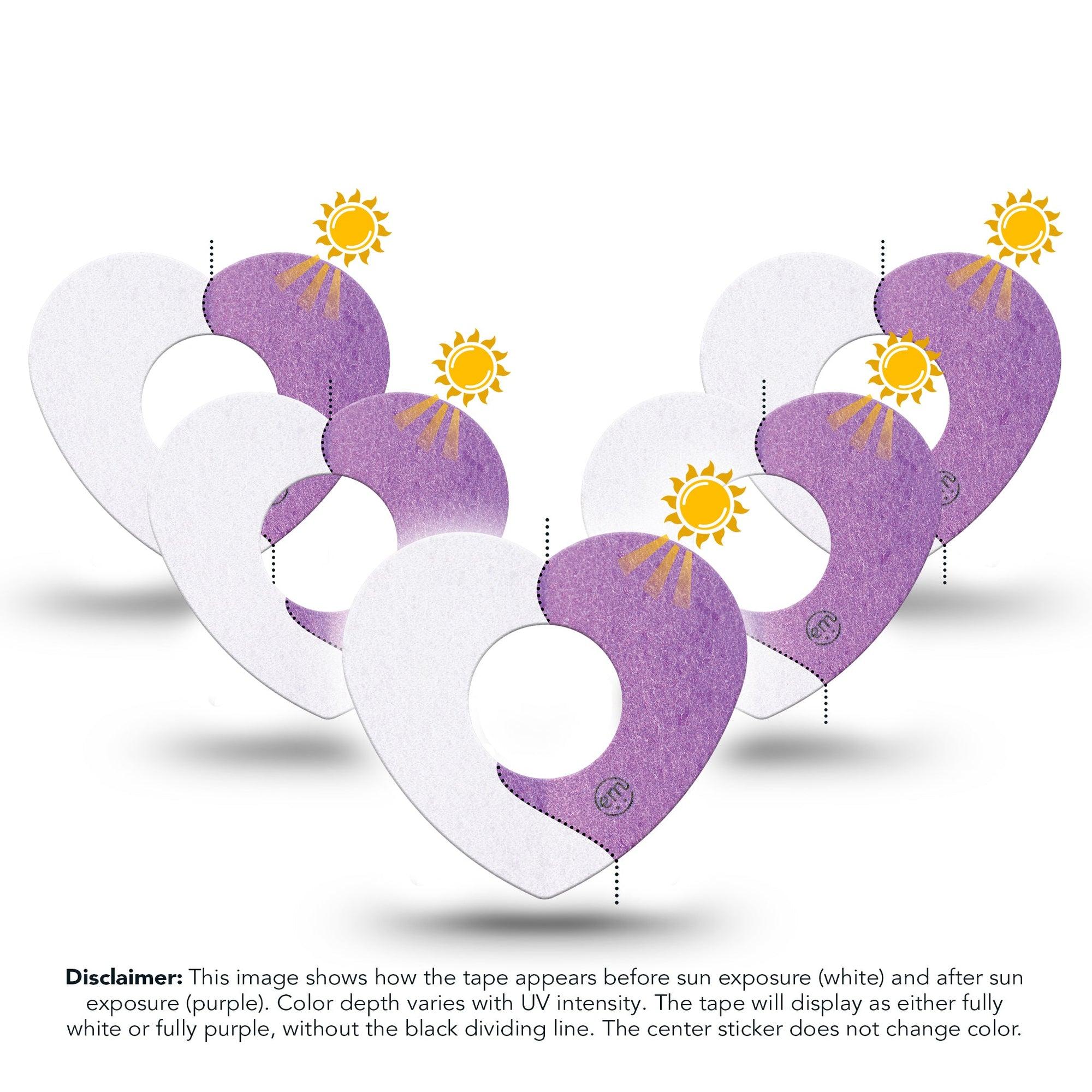 ExpressionMed Solar Violet Infusion Set Heart Shape Tape, 10-Pack Tape UV-Activated Purple, Adhesive Tape Continuous Glucose Monitor Design