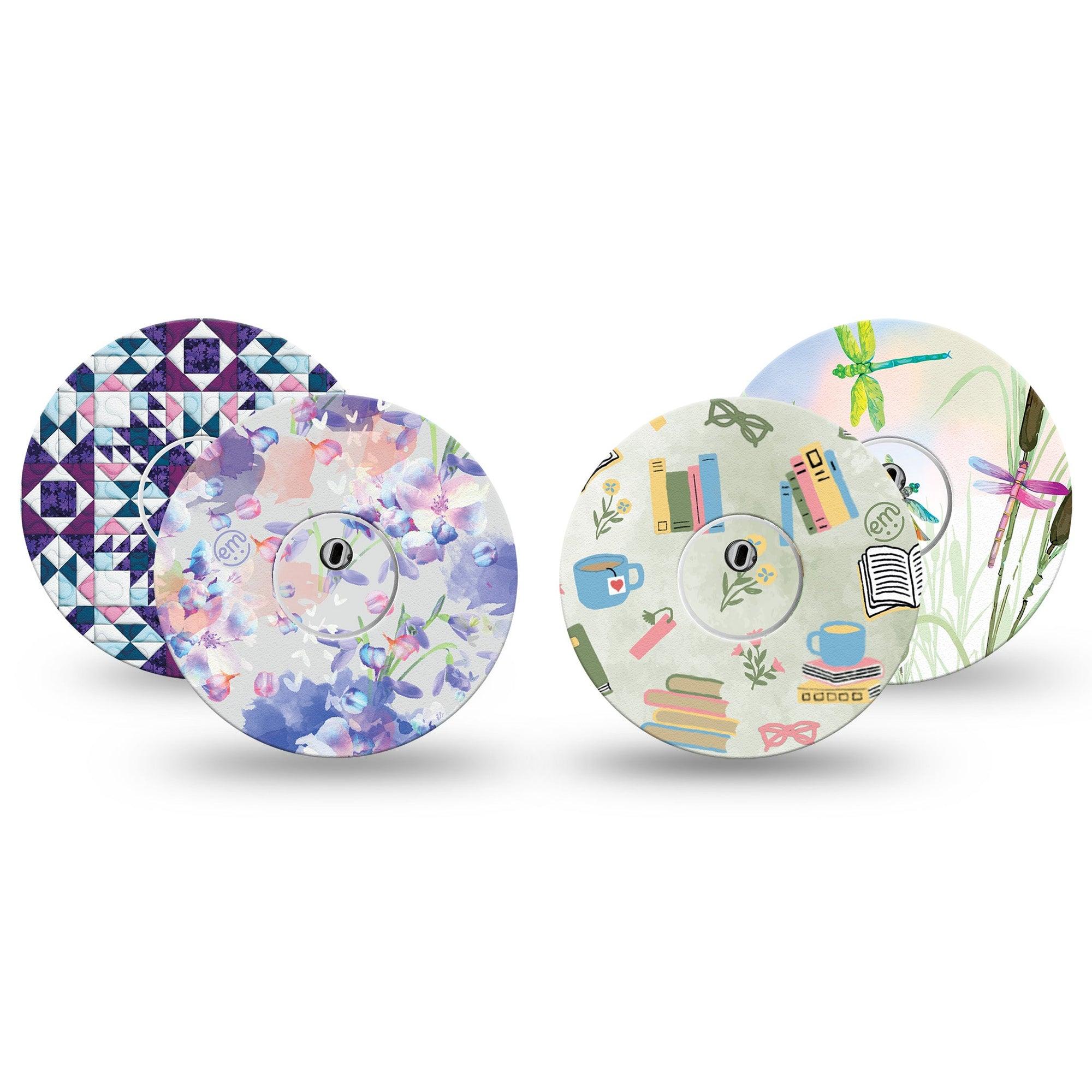 ExpressionMed Cozy Dreams Variety Pack Freestyle Libre 3 Sticker and Tape Reading Hobby Themes, Vinyl Sticker and Tape Pairing CGM Design