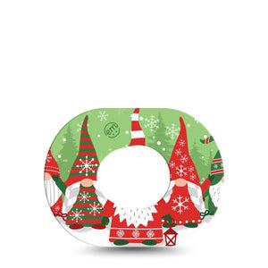 ExpressionMed Holiday Gnomies Dexcom G7 and Stelo Mini Tape, Dexcom Stelo Glucose Biosensor System, Single Tape Garden Gnomes Christmas-Inspired, Patch Continuous Glucose Monitor Design