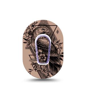 ExpressionMed Hawk Dexcom G6 Mini Tape, Single Tape and Single Sticker Bird Tattoo Inspired, Adhesive Tape CGM Design