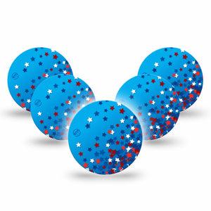 ExpressionMed Confetti Stars Freestyle Libre 3 and Libre 3 Plus Overpatch 5-Pack Tape Star Sprinkles, Adhesive Patch CGM Design
