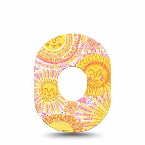 ExpressionMed Bright Sunshine Dexcom G7 and Dexcom Stelo Glucose Biosensor System, Single Tape sunny floral pattern Fixing Ring Patch for CGM