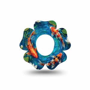 ExpressionMed Koi Pond Dexcom G7 and Dexcom Stelo Glucose Biosensor System Flower, Single Tape floral koi print Adhesive Tape for CGM