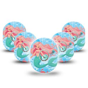 ExpressionMed Mermaid Dexcom G7 Tape, Dexcom Stelo Glucose Biosensor System, 5-Pack Tape and 5-Pack Sticker Whimsical Mermaidcore, Overlay Tape CGM Design
