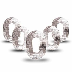 ExpressionMed Mirror Ball Dexcom G6 Mini, 5-Pack Sparkling disco inspired Waterproof Plaster for Continuous Glucose Monitor