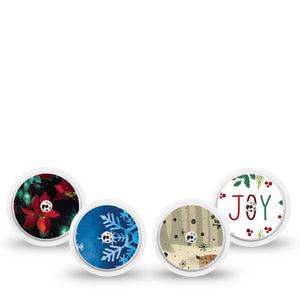 ExpressionMed Winter Woodland Cheer Variety Pack Freestyle Libre and Libre 2 Plus Sticker, Abbott Lingo, 4-Pack Sticker Variety Winter Florals, Vinyl Graphics Continuous Glucose Monitor Design