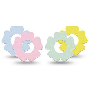 ExpressionMed Solids Variety Pack Freestyle Libre 2 and Libre 2 Plus Flower Shape Tape, Abbott Lingo, 4-Pack Tape Variety, Pastel Colors, Plaster CGM Design