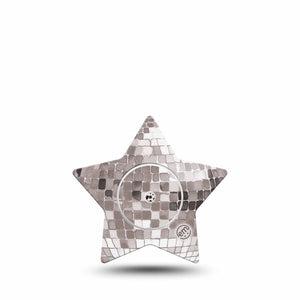 ExpressionMed Mirror Ball Freestyle Libre, Libre 2 Plus, and Abbott Lingo Star, Single Tape and Single Sticker Silver gray ball Patch for CGM