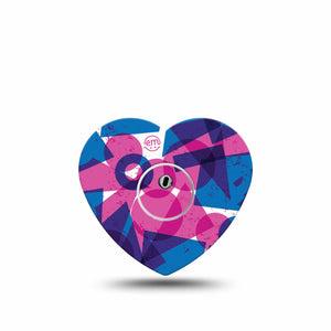 ExpressionMed Violet Vortex Freestyle Libre 3 and Libre 3 Plus Heart Shape Tape Single Tape and Single Sticker Purple Blue Basic Shape Print, Patch CGM Design