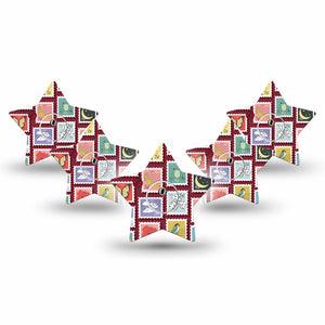 ExpressionMed Postage Stamp Freestyle Libre 3 and Libre 3 Plus Star, 5-Pack Tape and 5-Pack Sticker Postal stamps inspired Fixing Ring Patch for Continuous Glucose Monitor