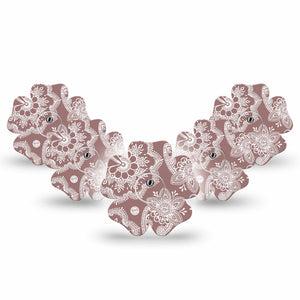 ExpressionMed Henna Freestyle Libre 3 and Libre 3 Plus Flower Shape Tape 5-Pack Tape and 5-Pack Sticker Henna Artwork Overlay Tape CGM Design