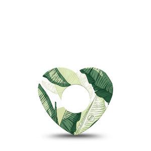 ExpressionMed Palm Leaf Infusion Heart, 5-Pack Plant print Overlay Patch For Insulin Pump