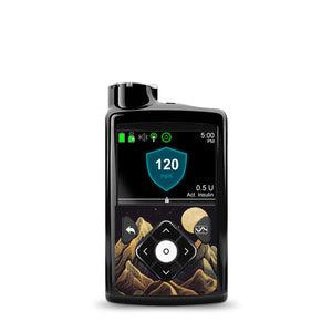 ExpressionMed Black Mountain MiniMed Pump Sticker, Single Sticker Only Gold Black Line Mountain Peaks, Vinyl Decoration Pump Design