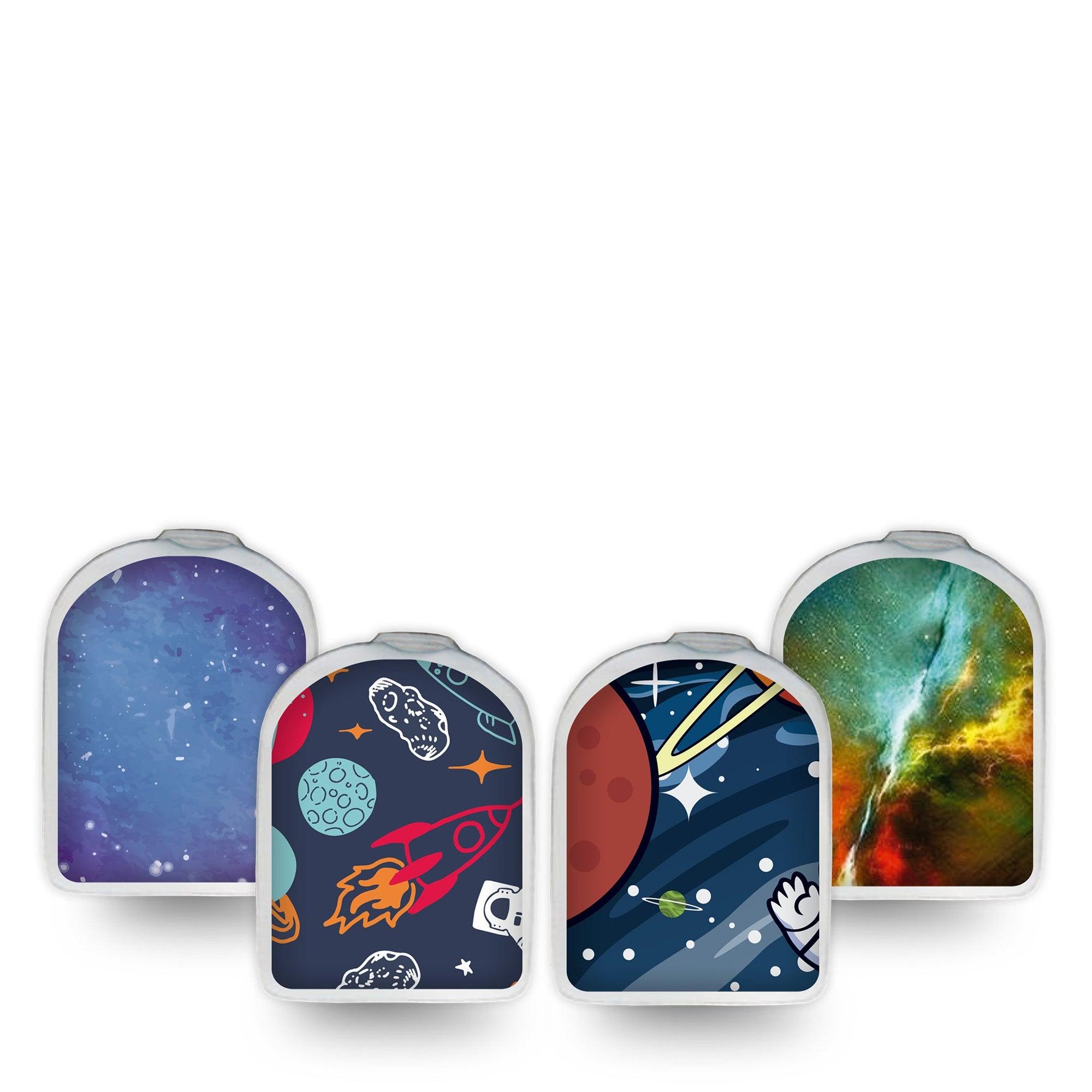 ExpressionMed Space Adventure Variety Pack Omnipod Surface Center Sticker 4-Pack Tape and 4-Pack Sticker Outer Space Inspired Vinyl Decoration Pump Design