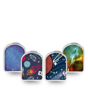 ExpressionMed Space Adventure Variety Pack Omnipod Surface Center Sticker 4-Pack Tape and 4-Pack Sticker Outer Space Inspired Vinyl Decoration Pump Design