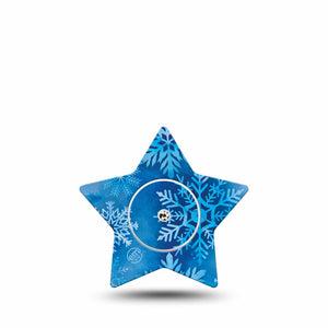 ExpressionMed Falling Snow Freestyle Libre 2 and Libre 2 Plus Star Shape Tape, Abbott Lingo, Single Tape and Single Sticker Cold Snowfall, Adhesive Tape CGM Design