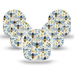 ExpressionMed Busy Bees Omnipod, 5-Pack Tape and 5-Pack Sticker Spring petals bees Overlay Patch For Pump