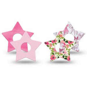 ExpressionMed Soft Pink Freestyle Libre 3 and Libre 3 Plus Star, 4-Pack Tape Adorable pink petals Decorative Adhesive Tape for Continuous Glucose Monitor