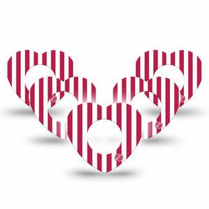 ExpressionMed Red Stripes Freestyle Libre, Libre 2 Plus, and Abbott Lingo Heart, 5-Pack Fourth of July inspired Adhesive Tape for Continuous Glucose Monitor