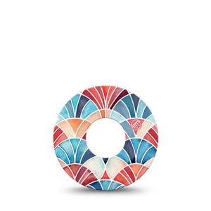 ExpressionMed Watercolor Fan Infusion Set, 5-Pack Stained glass fan pattern Decorative Patch For Insulin Pump