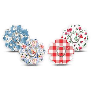 ExpressionMed Liberty Blooms Dexcom G7 and Dexcom Stelo Glucose Biosensor System Flower, tape and sticker  holiday floral pattern Fixing Ring Patch for CGM