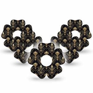 ExpressionMed Midnight Deco Freestyle Libre 3 and Libre 3 Plus Flower, 5-Pack Bold gold pattern Sensor Cover for Continuous Glucose Monitor